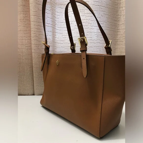 Tory Burch Emerson Handbag Tote Bag Brown Leather Ladies From Japan Used - Picture 3 of 12